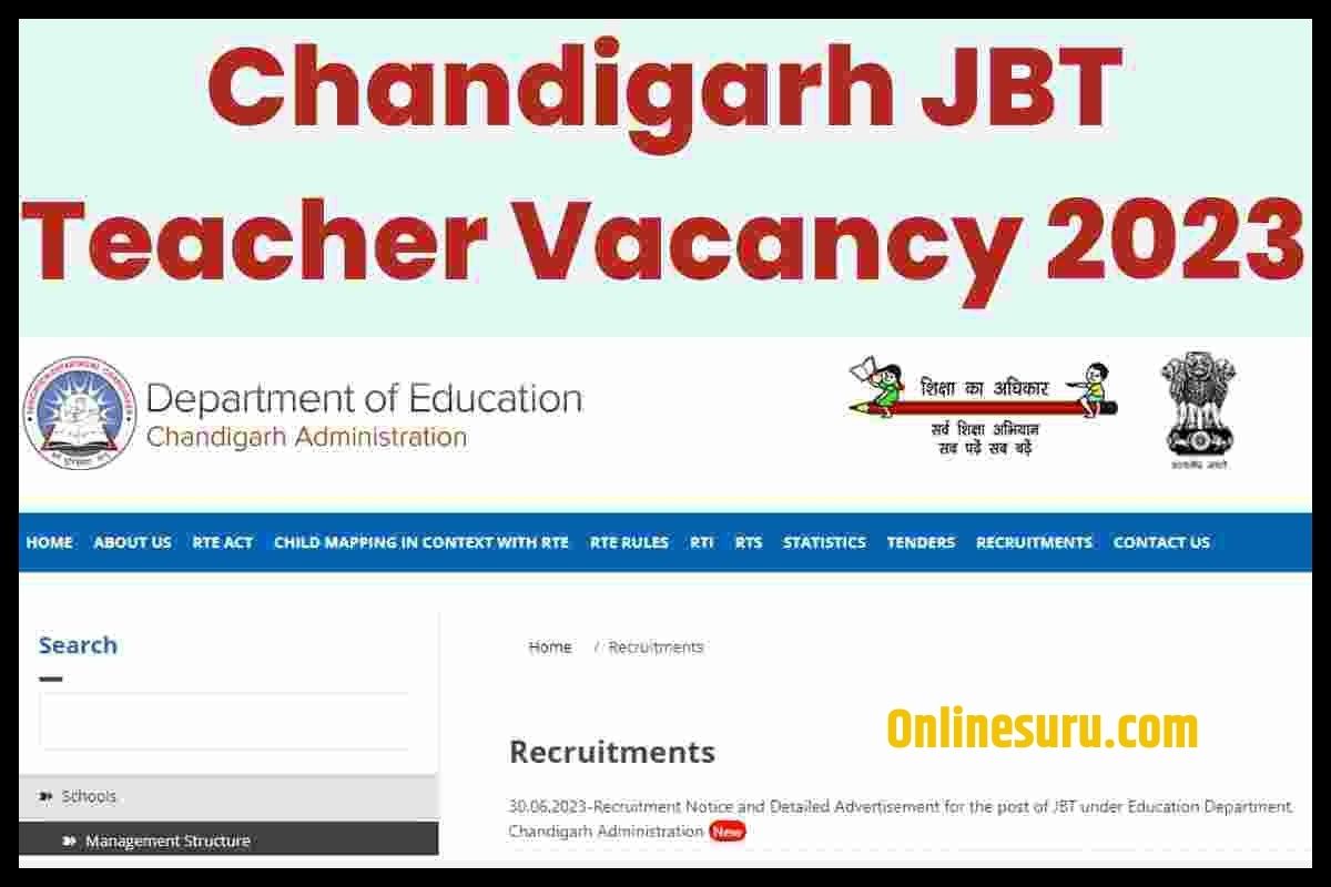 Chandigarh JBT TGT Teacher Recruitment 2023: Full Information 3 Chandigarh JBT TGT Teacher Recruitment