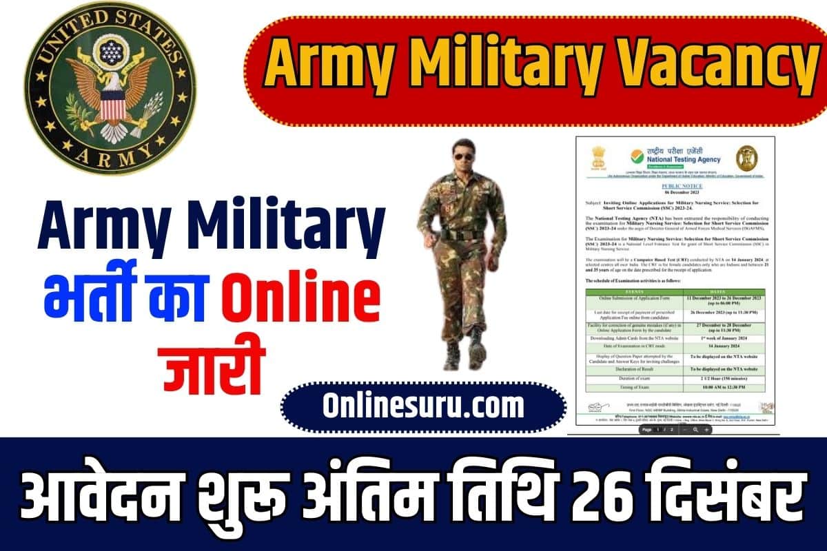 Army Military Vacancy 20023: आर्मी मिलिट्री भर्ती का नोटिफिकेशन जारी, आवेदन शुरू अंतिम तिथि 26 दिसंबर Full Information 3 Army Military Vacancy
