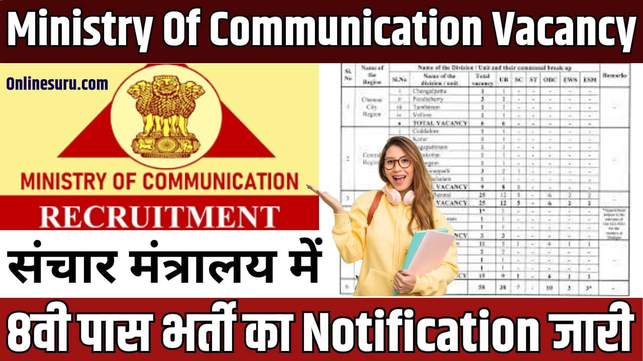 Ministry Of Communication Vacancy 2023: संचार मंत्रालय में 8वी पास भर्ती का नोटिफिकेशन जारी Full Information 3 Ministry Of Communication Vacancy