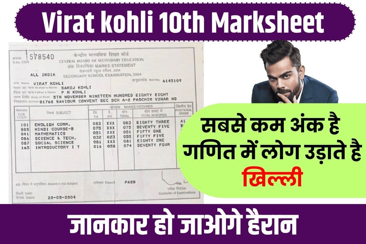 Virat kohli 10th Marksheet