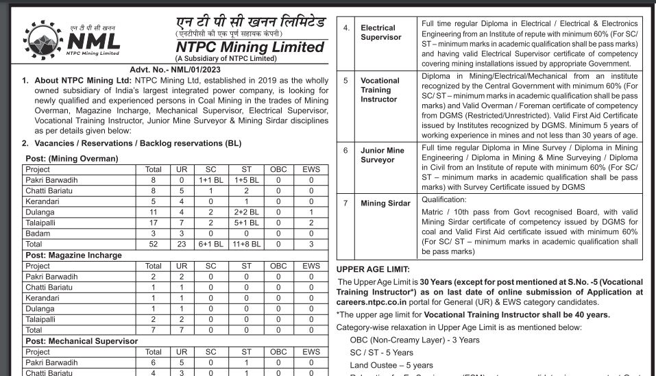 NTPC Recruitment New Update 2024: NTPC से सुपरवाईजर सहित अन्य पदोें पर निकली नई भर्ती, जाने क्या है पूरी आवेदन प्रक्रिया व अन्तिम तिथि 4 NTPC Recruitment New Update