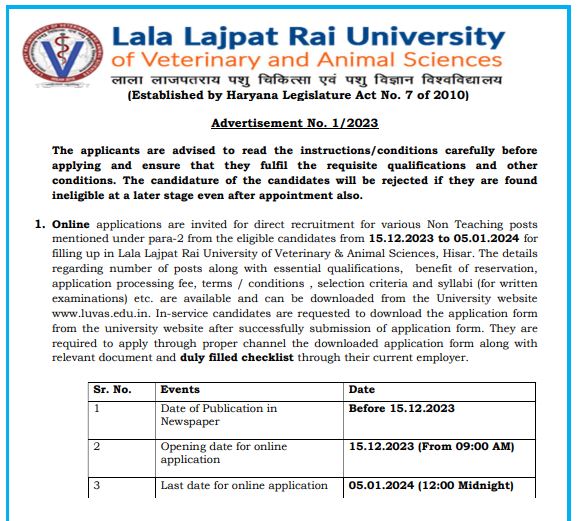LUVAS Vacancy 2023-24: एलयूवीएएस में ड्राइवर क्लर्क चपरासी स्टेनोग्राफर और मैसेंजर के पदों पर 10वीं पास के लिए निकली भर्ती Full Information 4 LUVAS Vacancy