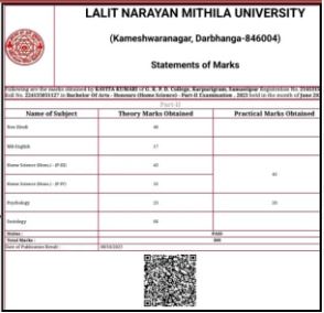 LNMU Part 1 Result 2022-25: Download Link (Released) For UG (BA, B.Com & B.Sc) | LNMU Part 1 Result 2023-24 Full Information 4 LNMU Part 1 Result