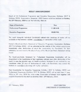 ICSI CS Professional and Executive Result 2024 (Date Announced) – Check Results Dates for Dec Session Full Information 4 ICSI CS Professional and Executive Result