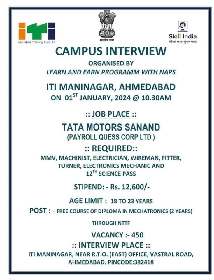 TATA Motors Vacancy 2024: टाटा मोटर्स में 2766 पदों पर 10वी के लिए बिना परीक्षा भर्ती Full Information 4 TATA Motors Vacancy