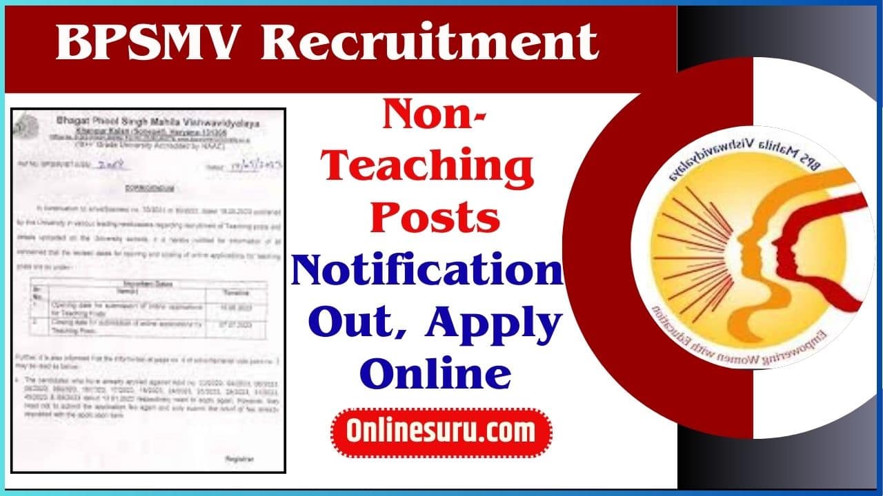 BPSMV Recruitment 2024 Non-Teaching Posts Notification Out, Apply Online Full Information 3 BPSMV Recruitment