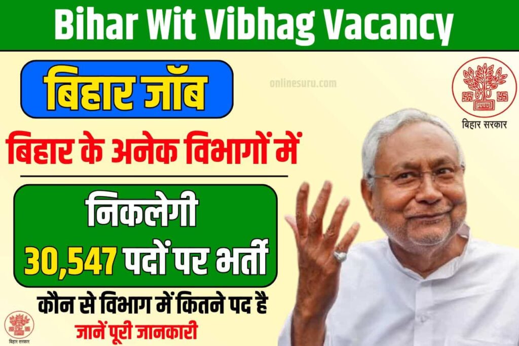 Bihar Wit Vibhag Vacancy Total Post 30547: बिहार के अनेक विभागों में निकलेगी 30,547 पदों पर नियुक्ति देखें जानकारी Full Information 3 Bihar Wit Vibhag Vacancy