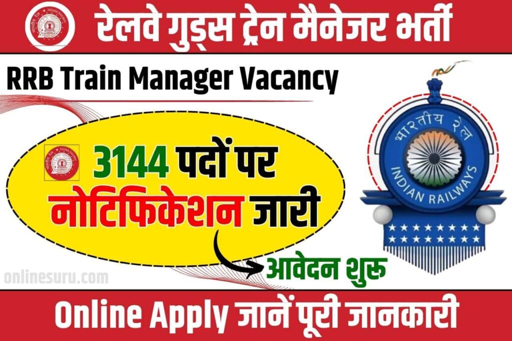 RRB Train Manager Vacancy: रेलवे गुड्स ट्रेन मैनेजर भर्ती 3144 पदों पर नोटिफिकेशन जारी, आवेदन शुरू Full Process 3 RRB Train Manager Vacancy