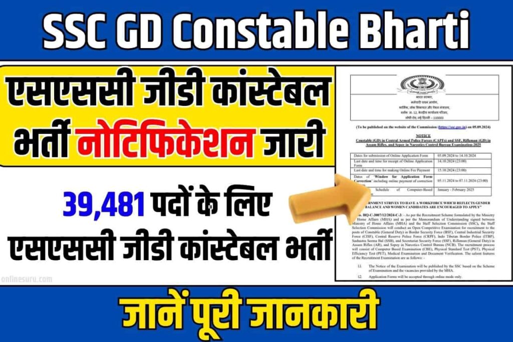 SSC GD Constable Recruitment 2024: 39,481 पदों के लिए एसएससी जीडी कांस्टेबल भर्ती नोटिफिकेशन जारी Full Information 3 SSC GD Constable Recruitment