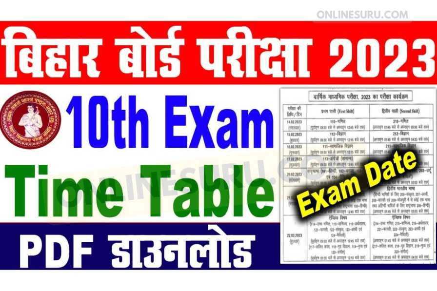 Bihar Board Matric Exam Time Table 2023, बिहार बोर्ड मेट्रिक एग्जाम टाइम टेबल जारी